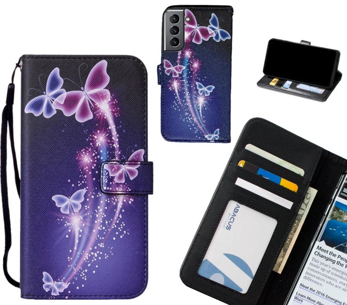 Galaxy S21 case leather wallet case printed ID Carousel 1