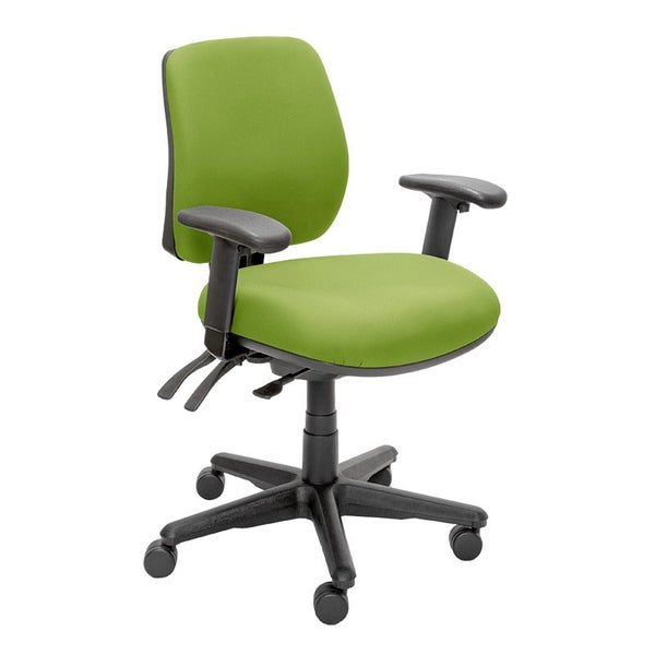 Buro Roma 3 Lever Mid Back Office Chair with Arm Rest, Green Fabric, Nylon Ba... Carousel 1