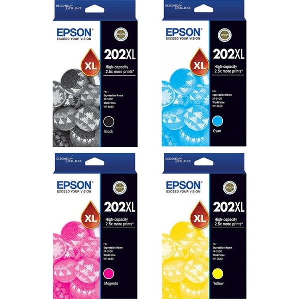 Epson 202XL Ink Cartridge Toner 4 Colours Value Pack Black Cyan Magenta Yello... Carousel 1