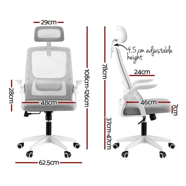 Ergonomic Office Chair Computer Desk Chairs Headrest Adjustable Grey Carousel 2