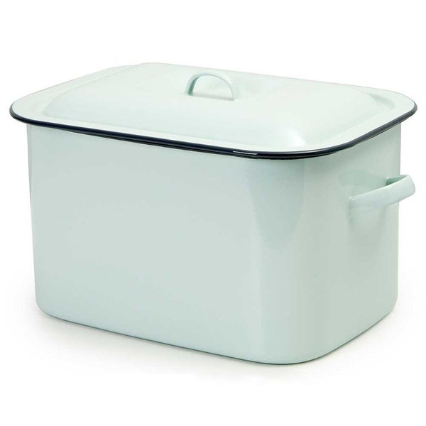 Falcon Enamel Bread Bin Duck Egg Blue w / Grey Rim Carousel 1