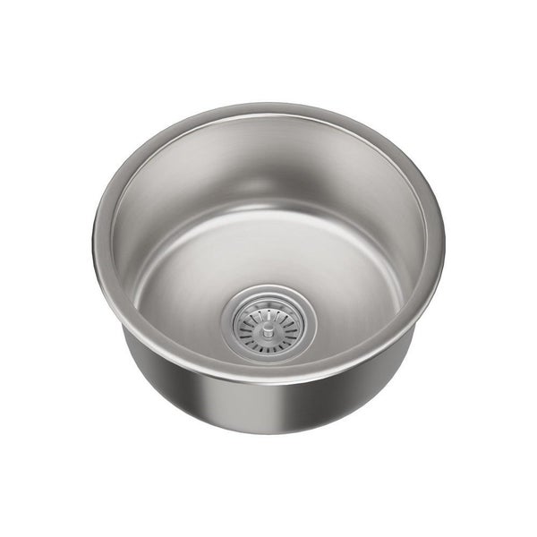 Kitchen Sink 43Cm Round Stainless Steel Basin Single Bowl Silver Carousel 1