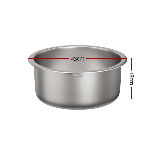 Kitchen Sink 43Cm Round Stainless Steel Basin Single Bowl Silver Carousel 2