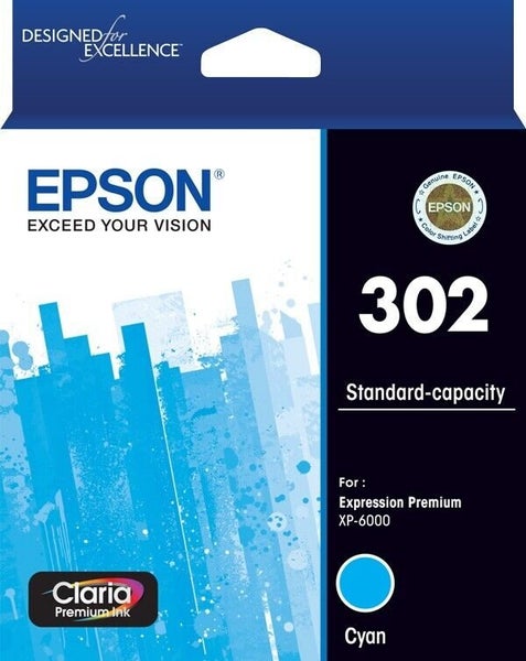 Epson 302 Cyan Ink Cartridge Toner C13T01W292 Genuine Original Carousel 1