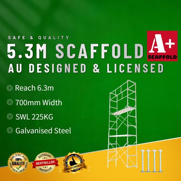 5.3m scaffold tower narrow incl handrail (Trapdoor) Carousel 1