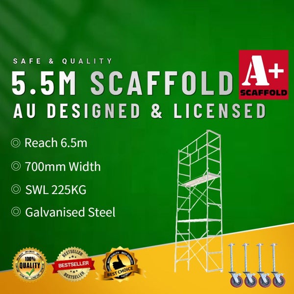 5.5m scaffolding mobile narrow incl handrail wheels Carousel 1