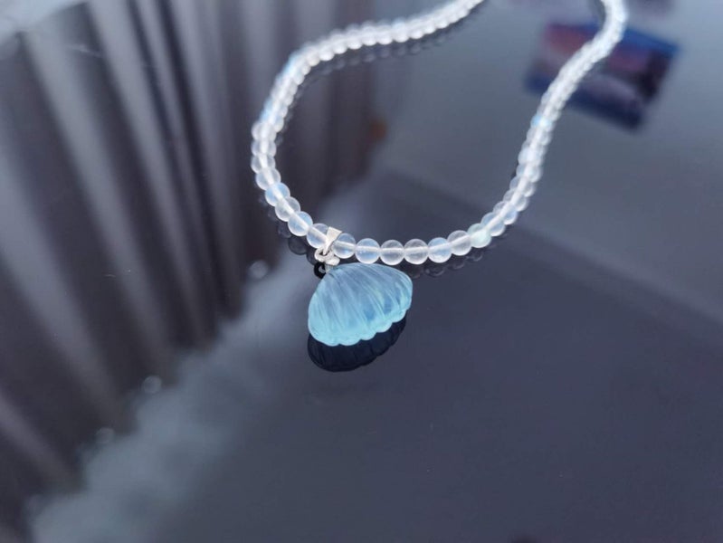 Top level natural moonstone necklace natural aquamarine pendant Carousel 2