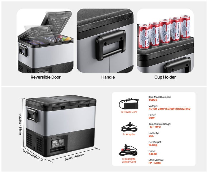 New Portable Car Refrigerator Freezer Compressor 35L Dual Zone for Car Home Carousel 17