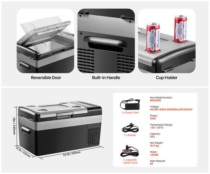 New Portable Car Refrigerator Freezer Compressor 20L Single Zone for Car Home Carousel 17