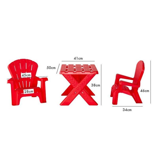 Hacienda Kids Durable Table And Two Child Sized Chairs Set Red Kids Play Table & Carousel 2