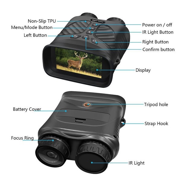 Elosung Black Digital Night Vision Binoculars 3.0'' Ips Screen 10X Optical Zoom Carousel 2