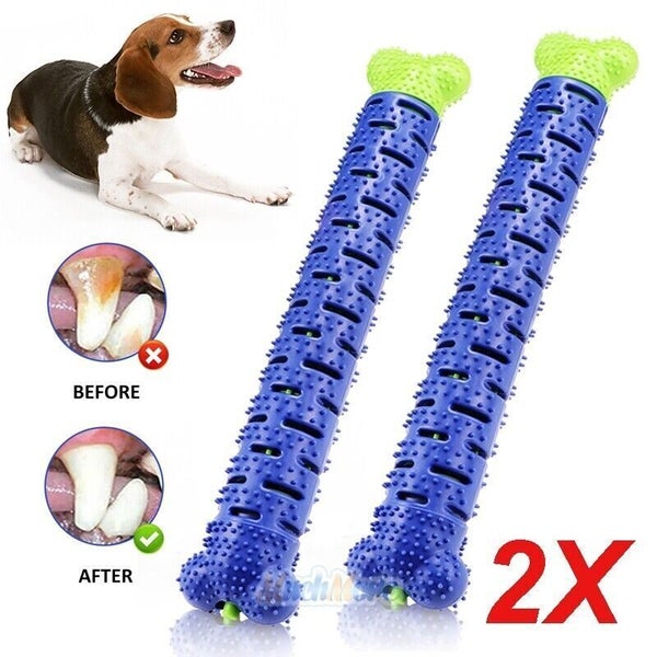 2pcs Pet Dog Chew Toys Aggressive Chewers Teeth Cleaning Oral Toothbrush Rubb... Carousel 1