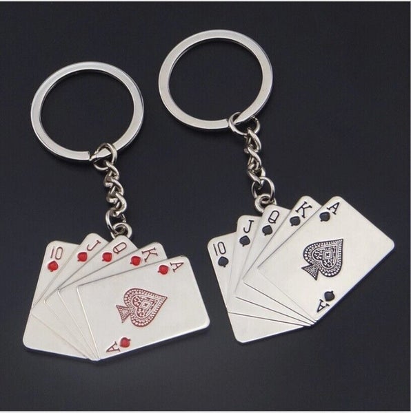 Cute Mini Poker Playing Card Car Key Ring Chain 3D Keyfob Keychain Keyring Gift Carousel 2
