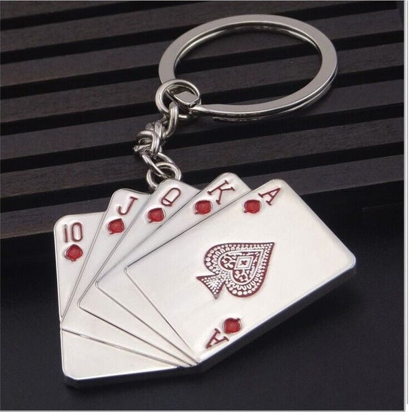 Cute Mini Poker Playing Card Car Key Ring Chain 3D Keyfob Keychain Keyring Gift Carousel 4