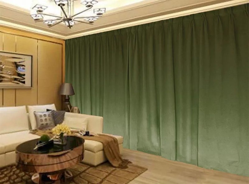 Large Thick Velvet Blockout Curtains 540x230cm PINCH PLEAT 2 panel+30 Hook Green Carousel 1