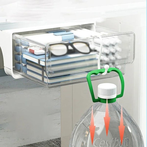 Storage Box White Large Drawer Type Under Desk Punch Free Self Stick Desktop Org Carousel 5