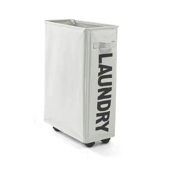 Foldable Laundry Bag with Wheels, 39x18.5x58CM Clothes Washing Basket-Light Grey Carousel 1
