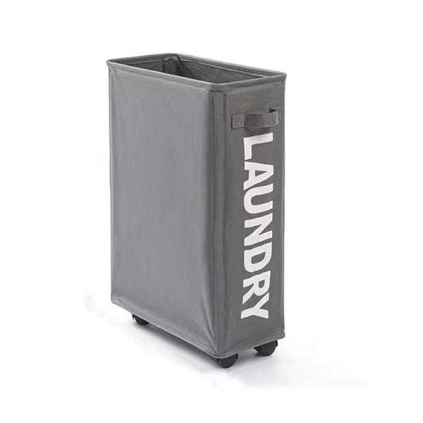 Foldable Laundry Bag with Wheels, 39x18.5x58CM Clothes Washing Basket-Dark Grey Carousel 1