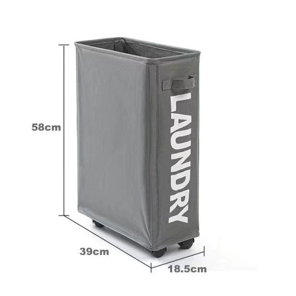 Foldable Laundry Bag with Wheels, 39x18.5x58CM Clothes Washing Basket-Dark Grey Carousel 2