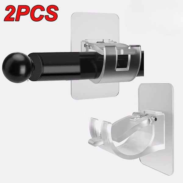 2PCS Nail Free Adjustable Curtain Rod Clip Self Adhesive Curtain Holder Hook FC Carousel 1