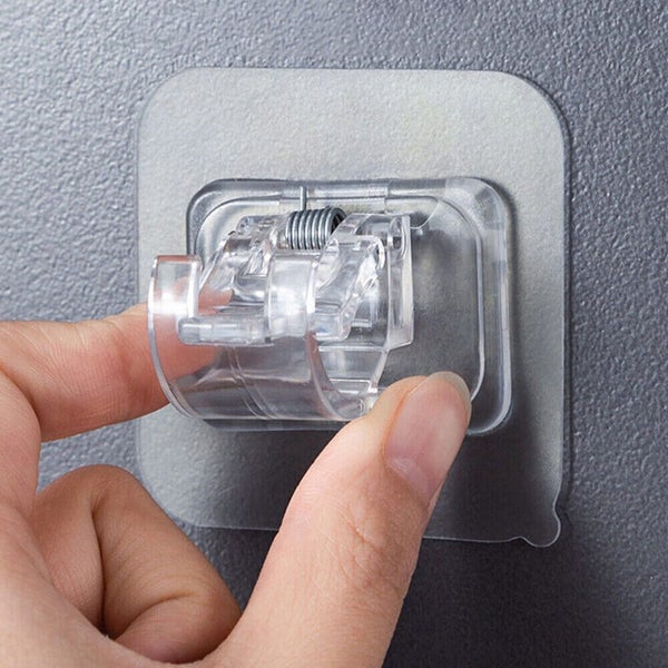 2PCS Nail Free Adjustable Curtain Rod Clip Self Adhesive Curtain Holder Hook FC Carousel 2
