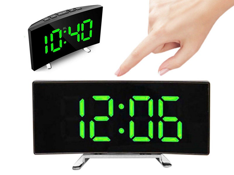 LED Digital Clock Bedside Table Alarm Clock Temperature Green Time Display Decor Carousel 1