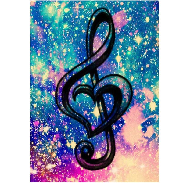 5D Diamond Painting Kit - Colorful Starry Sky Music Notation Carousel 1