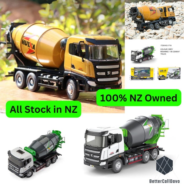 Die-cast Concrete Truck, 1:50, Metal, Huina 1719 - YELLOW Carousel 1