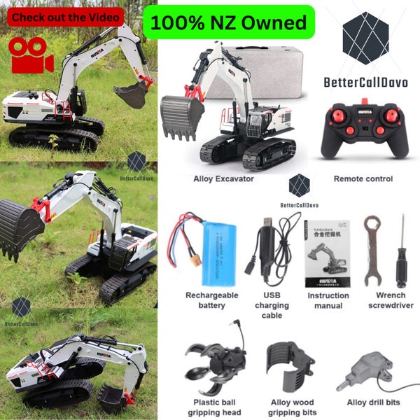 HUINA 1594 EXCAVATOR Remote RC WHITE 1:14 Scale Digger (Hui Na) Carousel 1
