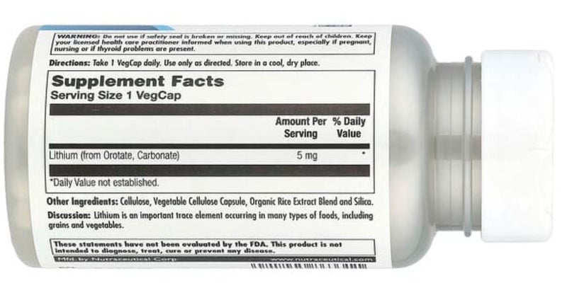 LITHIUM OROTATE 5 MG 120 VEGGIE CAPS - E0528 Carousel 2