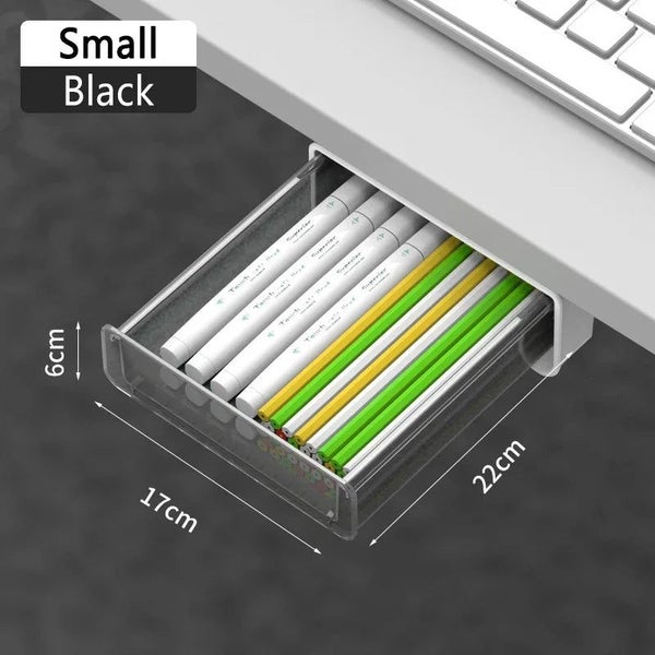 Storage Box Black Small Drawer Type Under Desk Punch Free Desktop Organizer Stor Carousel 2