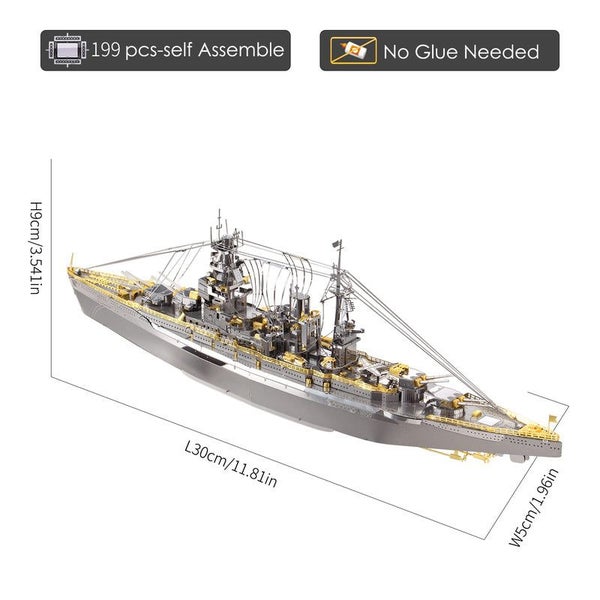 Piececool 3D Metal Puzzle Model Building Kits - Nagato Class Battleship Jigsa... Carousel 2