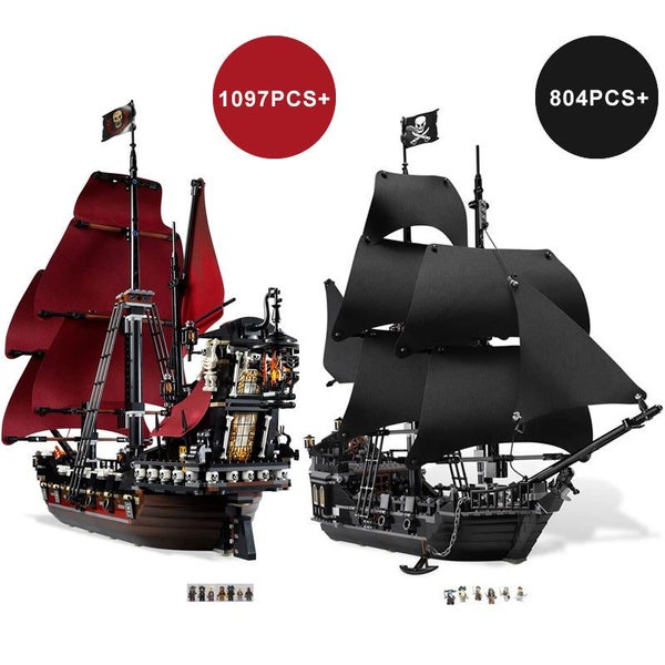 Pirates The Black Pearl And Queen Anne's Revenge Ship Building Block Model As... Carousel 1