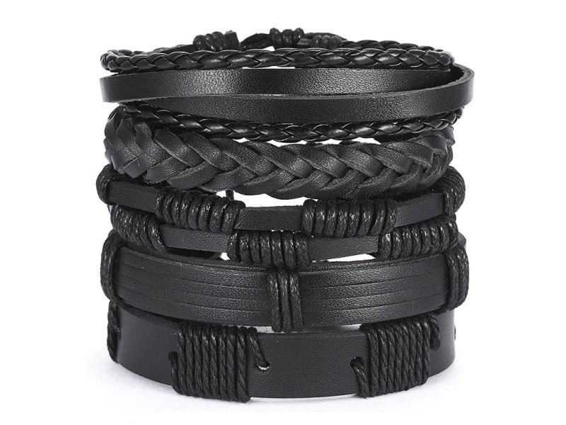 Men Bracelets Vintage Multilayer Leather Braid Bracelets Bangles Star Leaf Owl Carousel 1