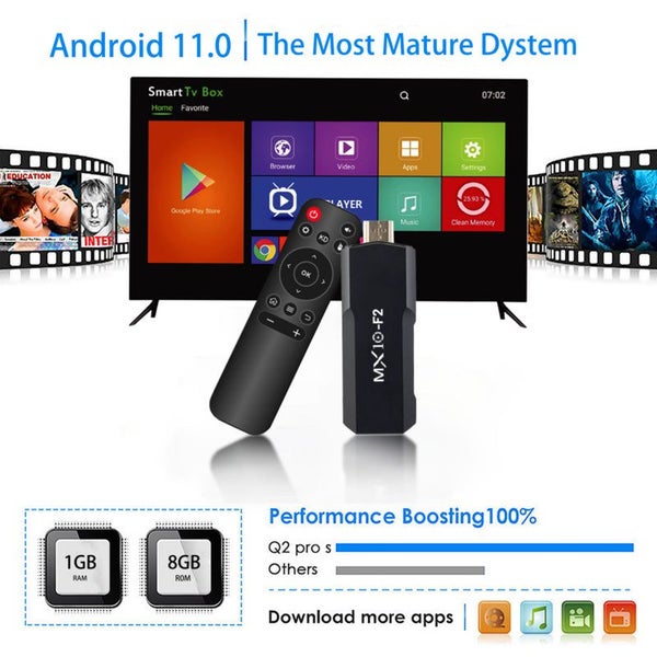 sticks 1gb 8gb 1 unit 2024 stb mx10 F2 box 4k eu android tv stick Carousel 2
