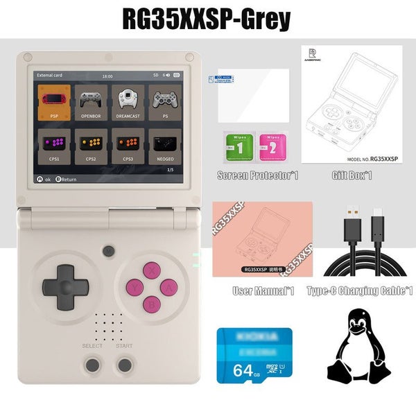 ANBERNIC NEW RG35XXSP Retro Game With 64G TF Card Portable Gaming Console 3.5... Carousel 1