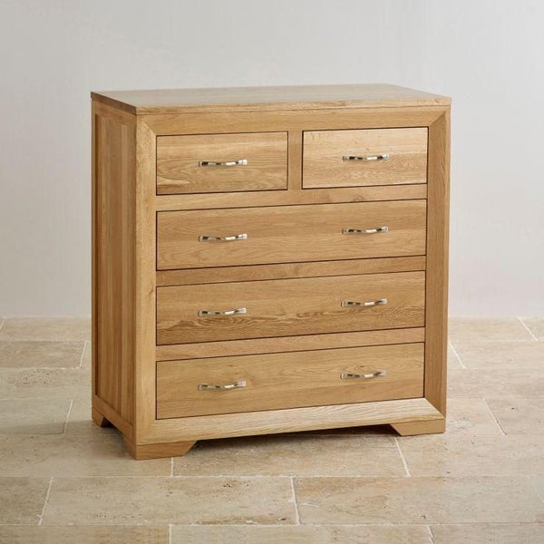 Chamfer Solid Oak 2 over 3 Chest of Drawers (Oak Furniture Store & Sofas) Carousel 1