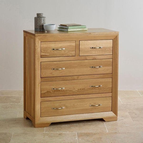 Chamfer Solid Oak 2 over 3 Chest of Drawers (Oak Furniture Store & Sofas) Carousel 2