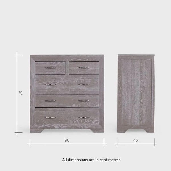 Chamfer Solid Oak 2 over 3 Chest of Drawers (Oak Furniture Store & Sofas) Carousel 5