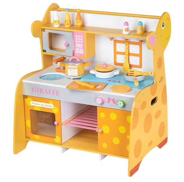 Wooden Giraffe Kitchen Play Set with Sink, Stove & Accessories Carousel 1