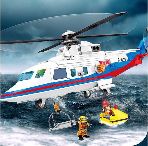 Rescue Helicopter Building Toy Lego Compatible Birthday Christmas Gift Carousel 2