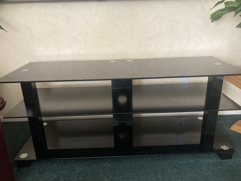 Approx 1.20m black glass 3 level TV/AV Entertainment Stand Carousel 1