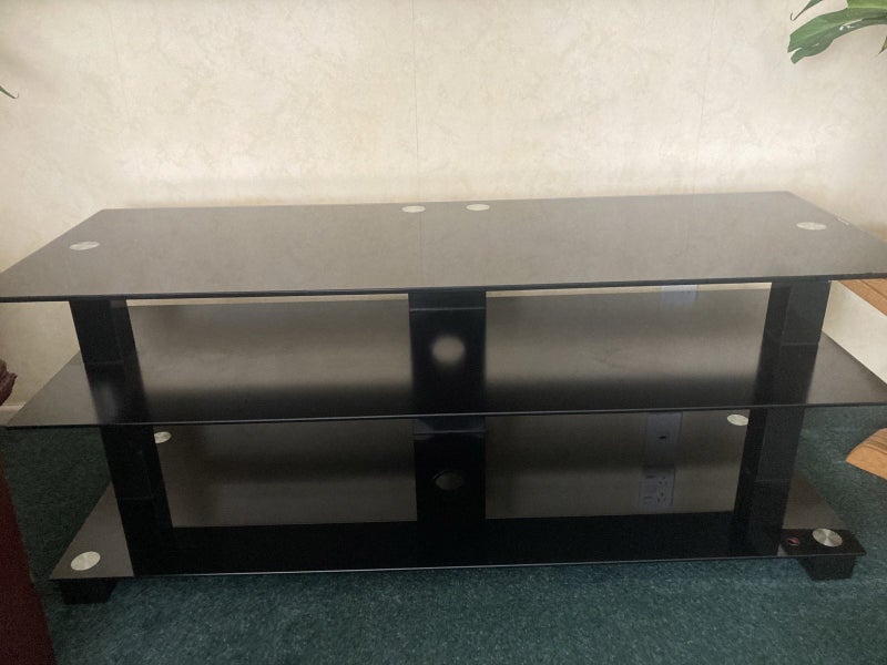 Approx 1.20m black glass 3 level TV/AV Entertainment Stand Carousel 2