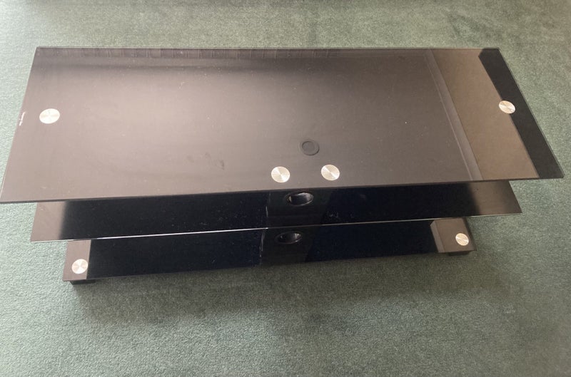 Approx 1.20m black glass 3 level TV/AV Entertainment Stand Carousel 10