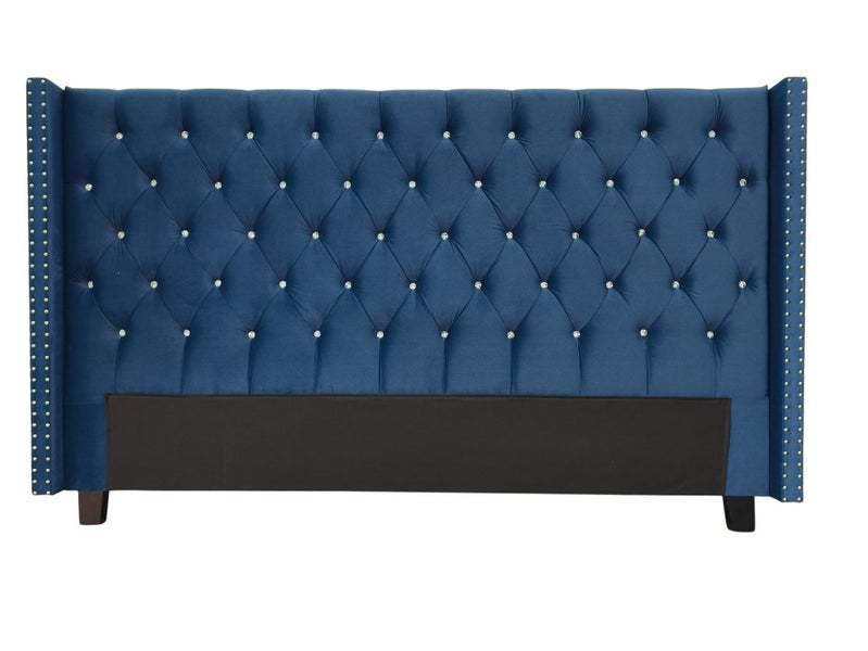 OXFORD HEADBOARD NAVY BLUE VELVET - QUEEN Carousel 1
