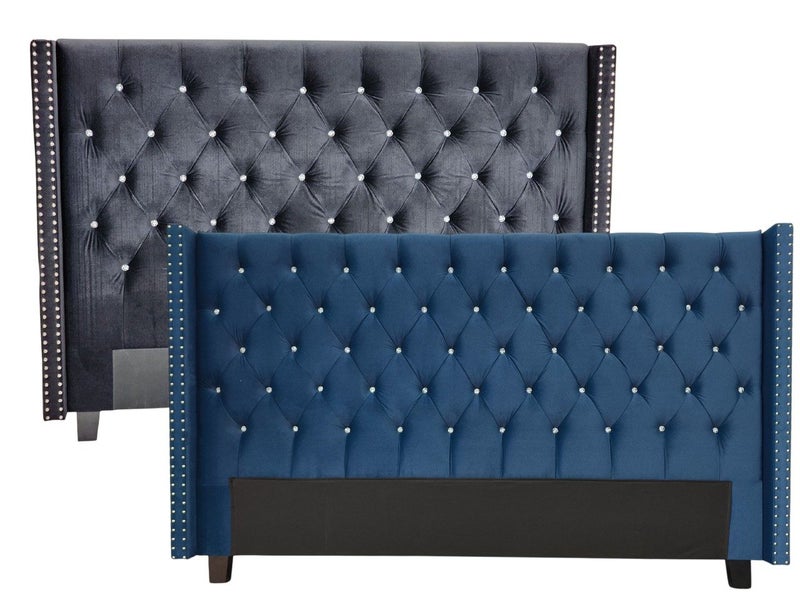 OXFORD HEADBOARD NAVY BLUE VELVET - QUEEN Carousel 2