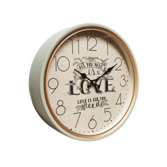 French Country Retro Wall Clock All You Need is Love Metal Frame Carousel 1
