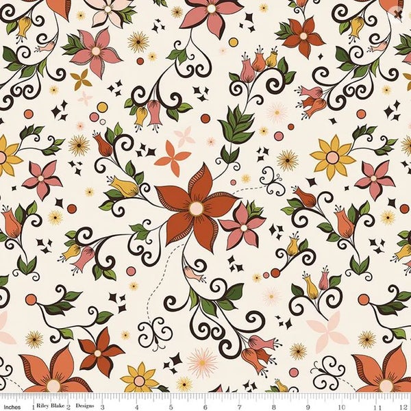 Quilting Patchwork Sewing Fabric Curated Blooms Cream 50x55cm FQ Carousel 2