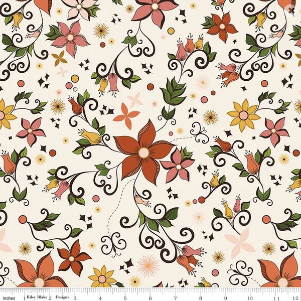 Quilting Patchwork Sewing Fabric Curated Blooms Cream 50x55cm FQ Carousel 4