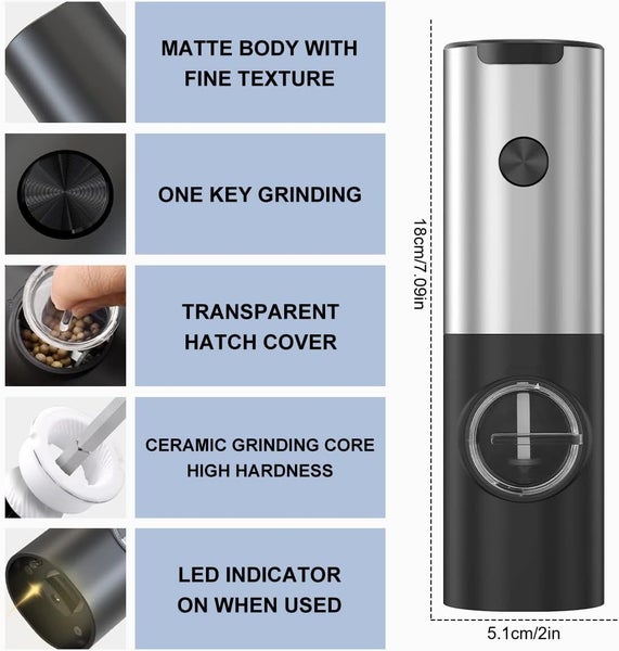 2 Pcs Electric Pepper Grinder Set with USB Cable Charging Base Brush Rechargea Carousel 2